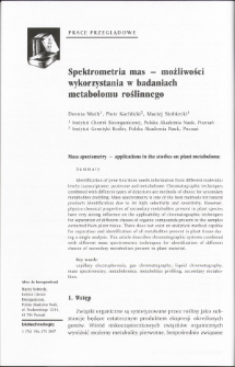 Mass spectometry - applications in the studies on plant metabolome