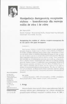 Manipulating the availibity of ethylene receptors-consequences for in vivo and in vitro plant development