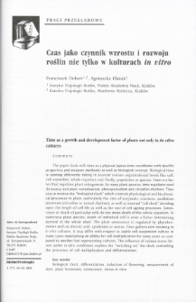 Czas jako czynnik wzrostu i rozwoju roślin nie tylko w kulturach in vitro