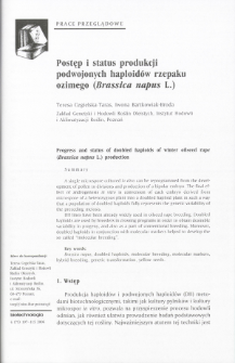 Postęp i status produkcji podwojonych haploidów rzepaku ozimego (Brassica napus L.)