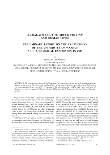 Acrai/Acrae &ndash; The Greek Colony and Roman Town. Preliminary Report on the Excavations of the University of Warsaw Archaeological Expedition in 2015