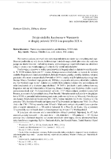 Dzieje siedziby Jacobsona w Warszawie w drugiej połowie XVIII i na początku XIX w.