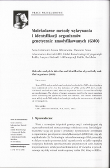 Molecular analysis in detection and identyfication of genetically modified organisms (GMO)