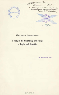 A study in the morphology and biology of Psylla mali Schmidb