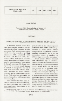 Preface : scope of studies, experimental design, study area