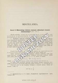 Dow&oacute;d H. Minkowskiego istnienia rozwiązań całkowitych r&oacute;wnania nieoznaczonego sX-rY=1