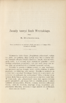 Zasady teoryi liczb Wrońskiego