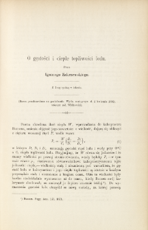 O gęstości i cieple topliwości lodu ( z 1 ryciną w tekście)