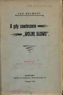 A gdy zawieszono "Wolne Słowo"