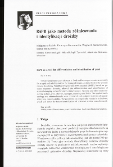 RAPD jako metoda różnicowania i identyfikacji drożdży