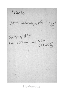 Sobole. Files of Zakroczym district in the Middle Ages. Files of Historico-Geographical Dictionary of Masovia in the Middle Ages