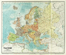 Mapa Europy 1921 : obraz polityczny Europy po wojnie światowej : w 9 kolorach