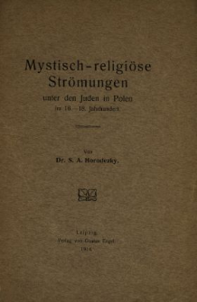 Mystisch-religiöse Strömungen unter den Juden in Polen im 16.-18. Jahrhundert