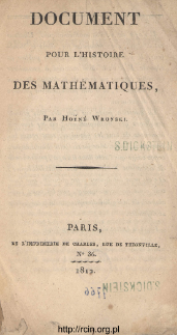 Document pour l'histoire des math&eacute;matiques