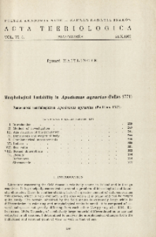 Morphological variability in Apodemus agrarius (Pallas 1771); Zmienność morfologiczna Apodemus agrarius (Pallas 1771)