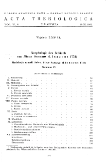 Bisoniana VI. Morphologie des Schädels von Bison bonasus (Linnaeus 1758); Bisoniana VI. Morfologia czaszki żubra, Bison bonasus (Linnaeus 1758)