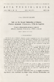Note on the sexual maturation of shrews (Sorex araneus Linnaeus, 1758) in captivity; Uwagi o dojrzewaniu płciowym ryj&oacute;wek (Sorex araneus Linnaeus, 1758) w niewoli