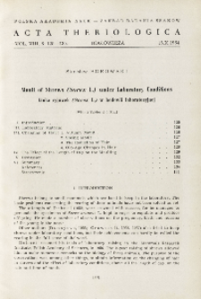 Moult of shrews ( Sorex L.) under laboratory conditions; Linka ryj&oacute;wek ( Sorex L.) w hodowli laboratoryjnej