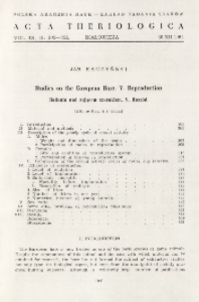Studies on the European hare. V. Reproduction; Badania nad zającem szarakiem. V. Rozród