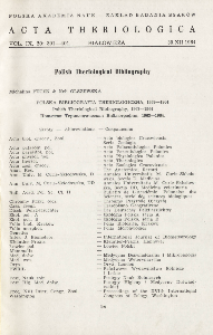 Polska Bibliografia Teriologiczna, 1963-1964; Polish Theriological Bibliography, 1963-1964