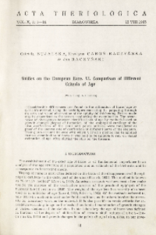 Studies on the European hare. VI. Comparison of different criteria of age