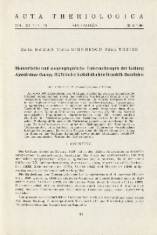 Biometrische und zoogeographische Untersuchungen der Gattung Apodemus (Kaup, 1829) in der Sozialistischen Republik Rum&auml;nien