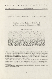 Variations in the hardness of the teeth of Sorex araneus Linnaeus, 1758