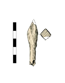 Crossbow bolthead with a sleeve, damaged