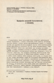 Spajanie ceramiki korundowej z miedzią = The cooper-to-corundum ceramics bonding
