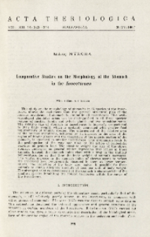 Comparative studies on the morphology of the stomach in the Insectivora