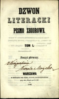 Dzwon Literacki : pismo zbiorowe 1846 T.1
