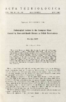 Bisoniana XXVI. Pathological lesions in the European bison caused by foot-and-mouth disease in Polish reservations