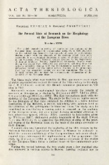 Bisoniana XVIII. The present state of research on the morphology of the European bison