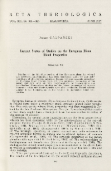 Bisoniana XX. Current status of studies on the European bison blood properties
