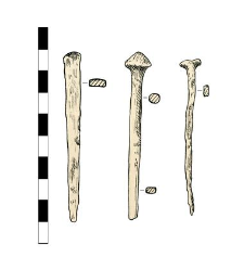 Nails, with heads (two), headless (one)