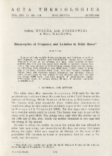 Bioenergetics of pregnancy and lactation in white mouse