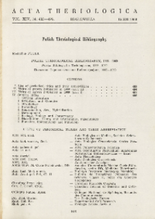 Polish Theriological Bibliography, 1968-1969