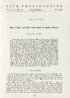 Body weight and daily food intake in captive shrews