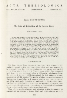 The rate of metabolism of the lesser shrew