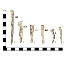 Artifacts: 1-4. Nail, headlesss, 5. nail with head, 6. knife (tang)