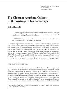 The Globular Amphora Culture in the Writings of Jan Kowalczyk