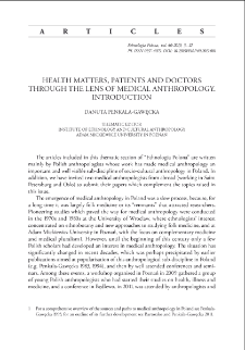 Health Matters, Patients and Doctors Through the Lens of Medical Anthropology. Introduction