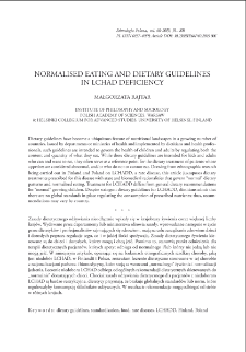 Normalised Eating And Dietary Guidelines in LCHAD Deficiency