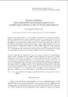 Fallen Agents: Negotiations of Patient Agency in Norwegian Opioid Substitution Treatment