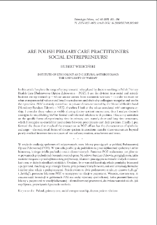 Are Polish Primary Care Practitioners Social Entrepreneurs?