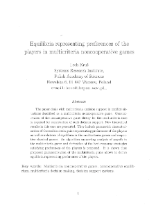 Equilibria representing preferences of the players in multicriteria noncooperative games