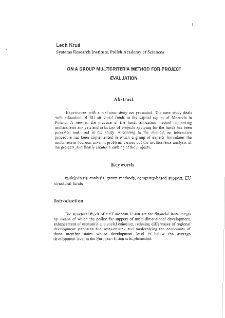 On a group multicriteria method for project evaluation