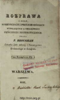 Rozprawa o celu, korzyściach i przyjemnośćiach wynikających z umiejętności fizycznych i matematycznych