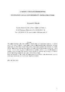 A model for safe borrowing to finance local government's infrastructure