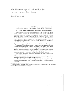 On the concept of criticality for vector-valued functions